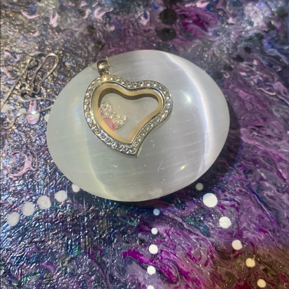 Floating Locket w/silver chain & Selenite Palm/Worry stone! - Picture 4 of 16
